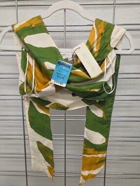 Rachel Zoe Green + Mustard Abstract Top